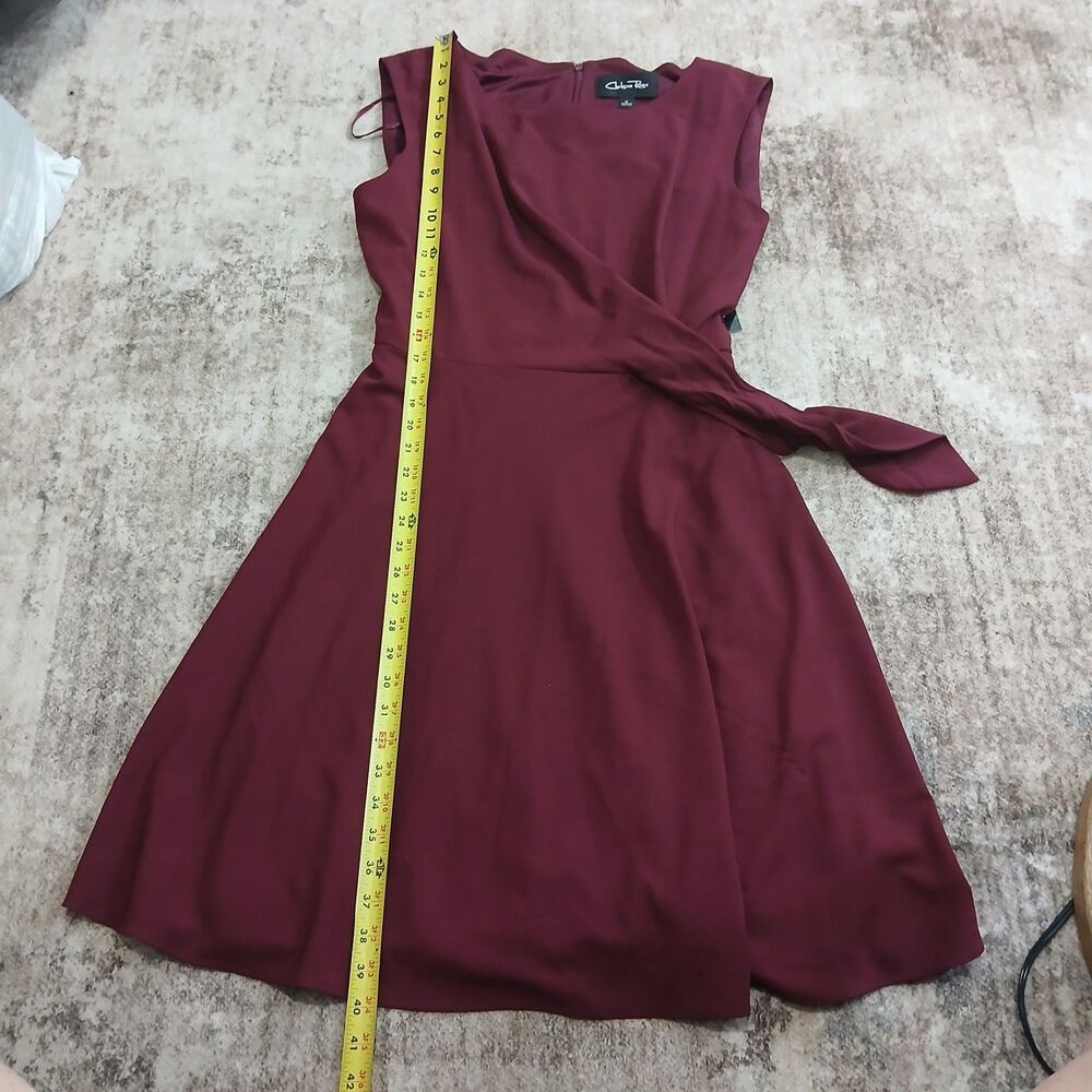NWT Chelsea Rose Women's Size 16 Wine Burgundy Sleeveless Tie Waist A-Line Dress - Picture 13 of 16